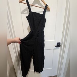 Black linen jumpsuit with pockets